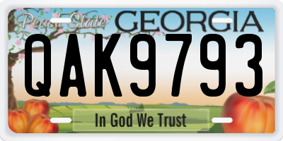 GA license plate QAK9793
