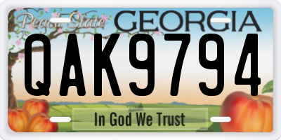 GA license plate QAK9794