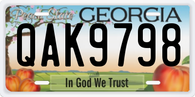 GA license plate QAK9798