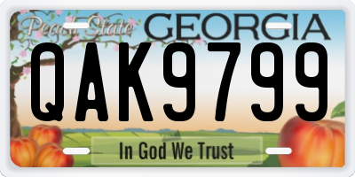 GA license plate QAK9799