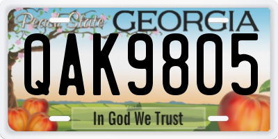 GA license plate QAK9805