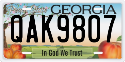 GA license plate QAK9807