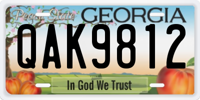 GA license plate QAK9812