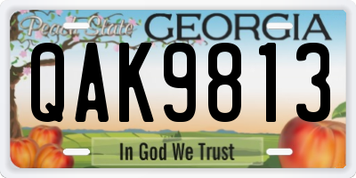 GA license plate QAK9813