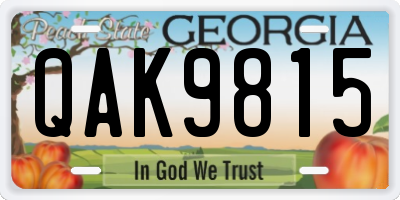 GA license plate QAK9815