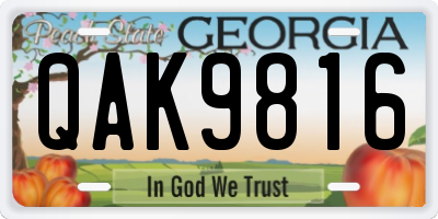 GA license plate QAK9816