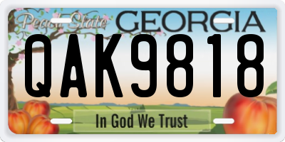 GA license plate QAK9818