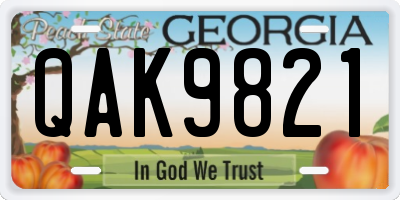 GA license plate QAK9821