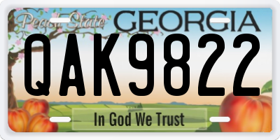 GA license plate QAK9822