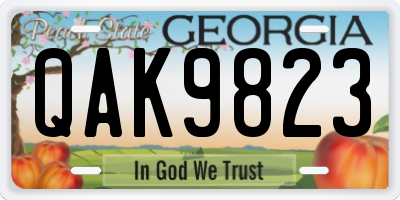 GA license plate QAK9823