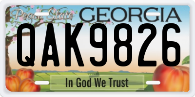GA license plate QAK9826