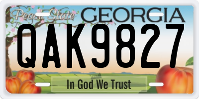 GA license plate QAK9827