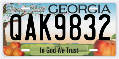 GA license plate QAK9832