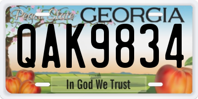 GA license plate QAK9834