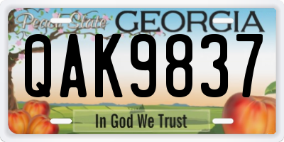 GA license plate QAK9837