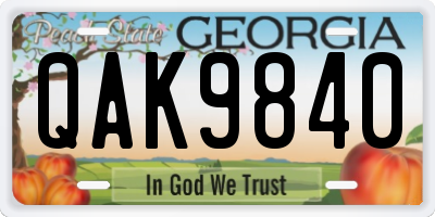 GA license plate QAK9840