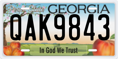 GA license plate QAK9843