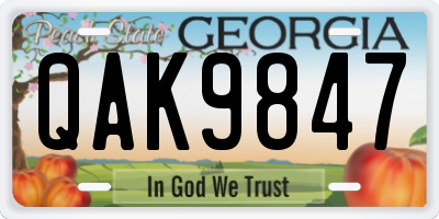 GA license plate QAK9847