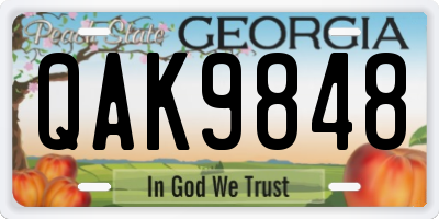 GA license plate QAK9848