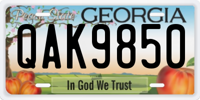 GA license plate QAK9850