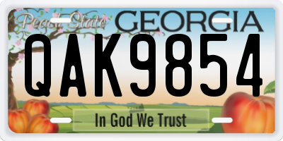 GA license plate QAK9854