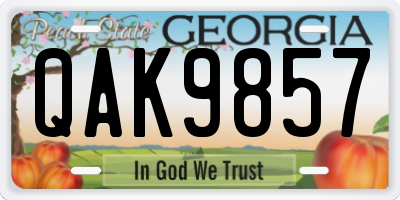 GA license plate QAK9857