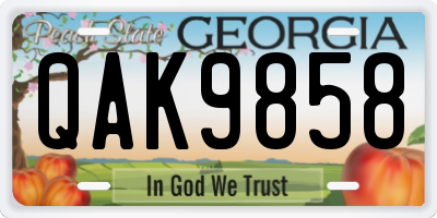 GA license plate QAK9858