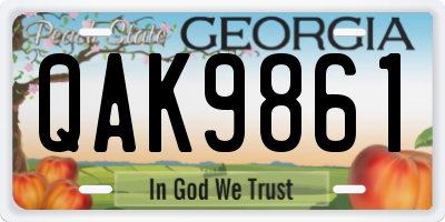 GA license plate QAK9861