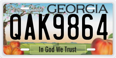 GA license plate QAK9864
