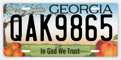 GA license plate QAK9865