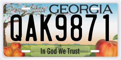 GA license plate QAK9871