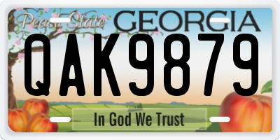 GA license plate QAK9879