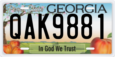 GA license plate QAK9881