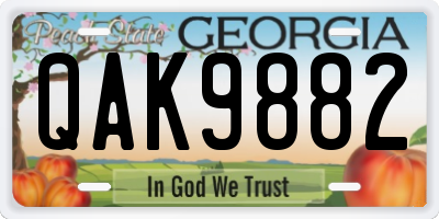 GA license plate QAK9882