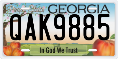 GA license plate QAK9885