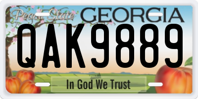 GA license plate QAK9889