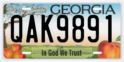 GA license plate QAK9891