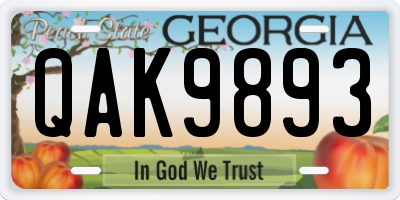 GA license plate QAK9893