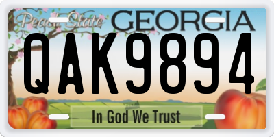 GA license plate QAK9894