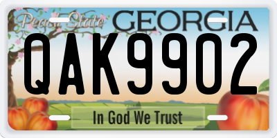 GA license plate QAK9902