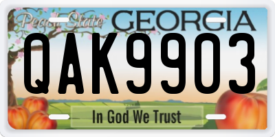 GA license plate QAK9903