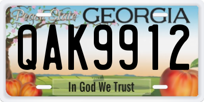 GA license plate QAK9912