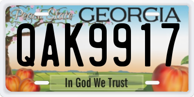 GA license plate QAK9917