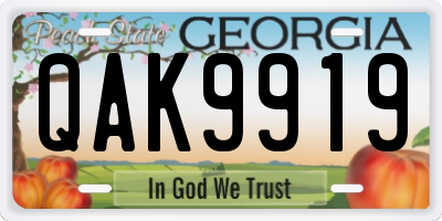 GA license plate QAK9919