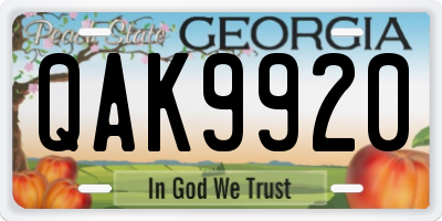 GA license plate QAK9920