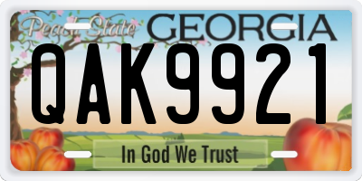 GA license plate QAK9921