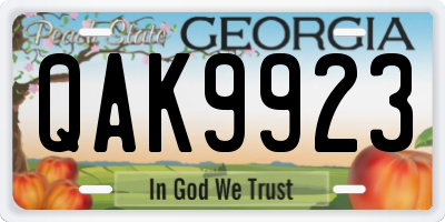 GA license plate QAK9923