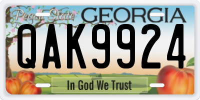 GA license plate QAK9924