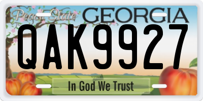 GA license plate QAK9927
