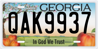 GA license plate QAK9937